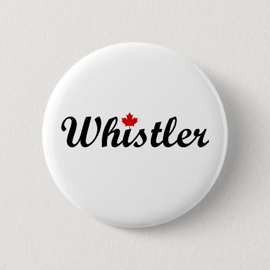 Whistler Canada Script Text Small Maple Leaf Button (Vorderseite)