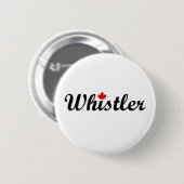 Whistler Canada Script Text Small Maple Leaf Button (Vorne & Hinten)