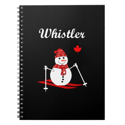 Whistler Canada Ski Snowman und Red Maple Leaf Notizblock (Vorderseite)
