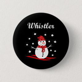 Whistler Canada Snowman mit Ahornblätterfarbe Button