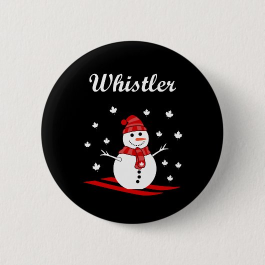 Whistler Canada Snowman mit Ahornblätterfarbe Button (Vorderseite)