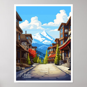 Whistler Canada Vintage Travel Illustration Poster