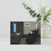 Whistler Mother Watching T.V. mit Fernbedienung Postkarte (Stehend Vorderseite)