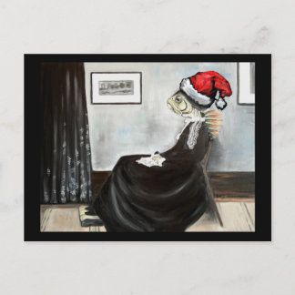Whistler's Mother as a Fish with a Santa Hat Feiertagspostkarte