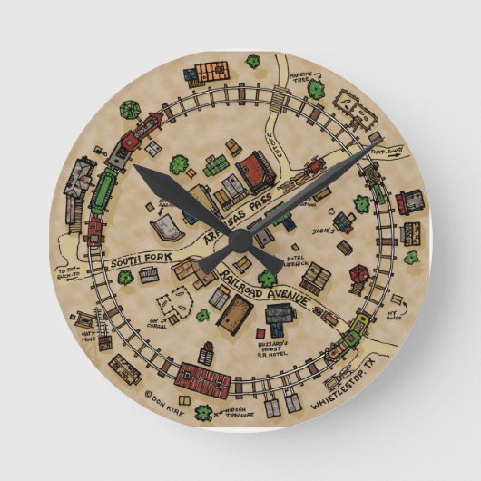 Whistlestop, Texas Runde Wanduhr (Vorderseite)