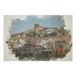 Whitby Charm: St. Mary’s Kirche und Hafen Poster