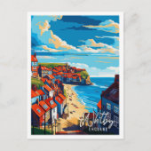 Whitby England Vintage Reise Illustration Postkarte (Vorderseite)