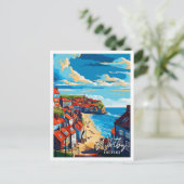 Whitby England Vintage Reise Illustration Postkarte (Stehend Vorderseite)