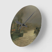 Whitby Harbour - Night, 1899 (Öl auf Leinwand) Runde Wanduhr (Winkel)
