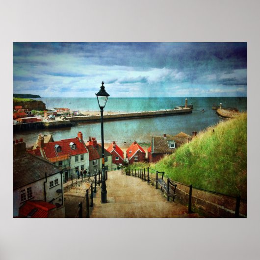 Whitby Harbour von 199 Stufen Poster (Vorne)