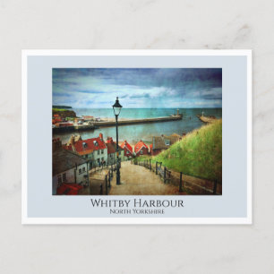 Whitby Harbour von 199 Stufen Postkarte