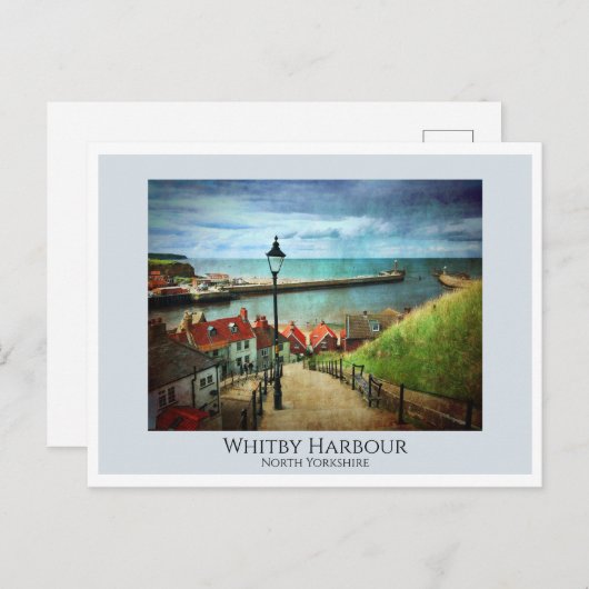 Whitby Harbour von 199 Stufen Postkarte (Vorne/Hinten)