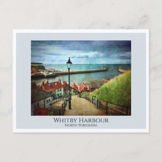 Whitby Harbour von 199 Stufen Postkarte (Vorderseite)