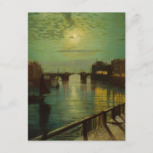 Whitby Harbour von Moonlight John Atkinson Grimsha Postkarte (Vorderseite)