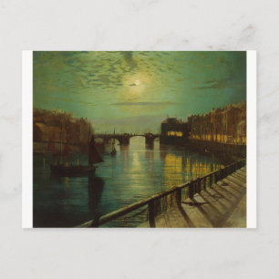 Whitby Harbour von Moonlight John Atkinson Grimsha Postkarte