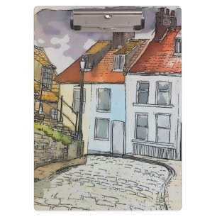 Whitby Steps Scarborough Originalgemälde Klemmbrett