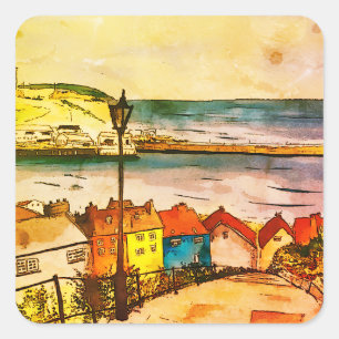 Whitby Yorkshire 199 Stufen original Quadratischer Aufkleber