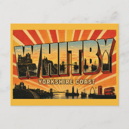 Whitby Yorkshire Coast Abtei & Hafen Vintage Kunst Postkarte