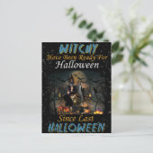 Whitchy sagt glückliche Halloween Postkarte (Stehend Vorderseite)
