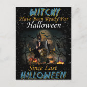 Whitchy sagt glückliche Halloween Postkarte (Vorderseite)