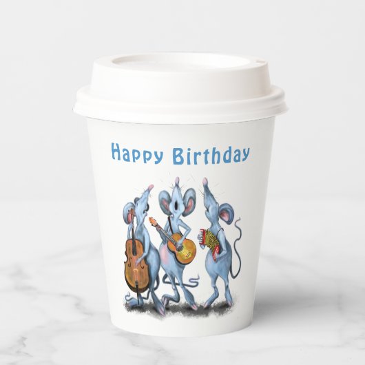 Whitday Paper Cups Funny Mouse Music Band Pappbecher (Vorderseite)