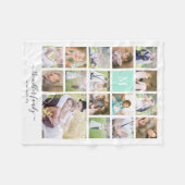 White 16 Foto Collage Monogram Name Calligrafy Fleecedecke (Vorderseite (Horizontal))