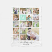 White 16 Foto Collage Monogram Name Calligrafy Fleecedecke (Vorderseite)