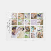 White 16 Foto Collage Monogram Name Kalligrafie Fleecedecke (Vorderseite (Horizontal))