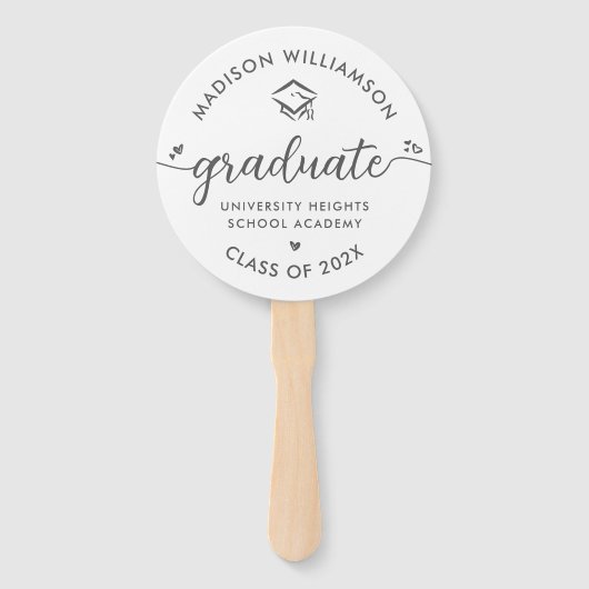 White 1 Foto Abschluss Graue Script-Herz-Cap Fächer (Vorderseite)