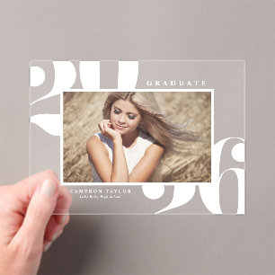 White 2025 Fett Typografy Foto Abschluss Acryleinladungen