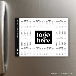 White 2026 Business-Logo Magnetkalender Magnetkarte