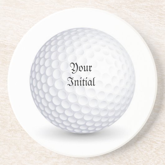 White 3-D Golf Ball Round Sandstone Untersetzer (Vorne)