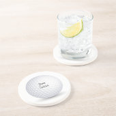 White 3-D Golf Ball Round Sandstone Untersetzer (Seite)