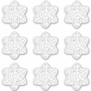 White 3-D Snowflakes Sticker