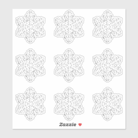 White 3-D Snowflakes Sticker (Blatt)