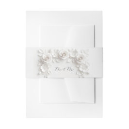 White 3 Floral Initials Wedding Einladungsbanderole