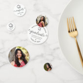 White 3 Foto Abschluss Moderne Script Hearts Cap Konfetti (Gruppe)