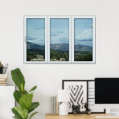White 3 Pane Window Illusion Country and Mountains Poster (Heimbüro)