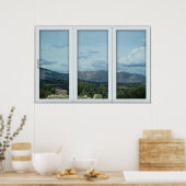 White 3 Pane Window Illusion Country and Mountains Poster (Küche)
