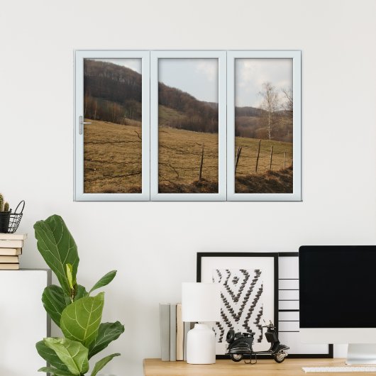 White 3 Pane Window Illusion Country Autumn Poster (Heimbüro)