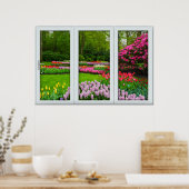 White 3 Pane Window Illusion Spring Garden Poster (Küche)