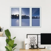 White 3 Pane Window Illusion Winter Scene Poster (Heimbüro)