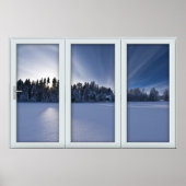 White 3 Pane Window Illusion Winter Scene Poster (Vorne)
