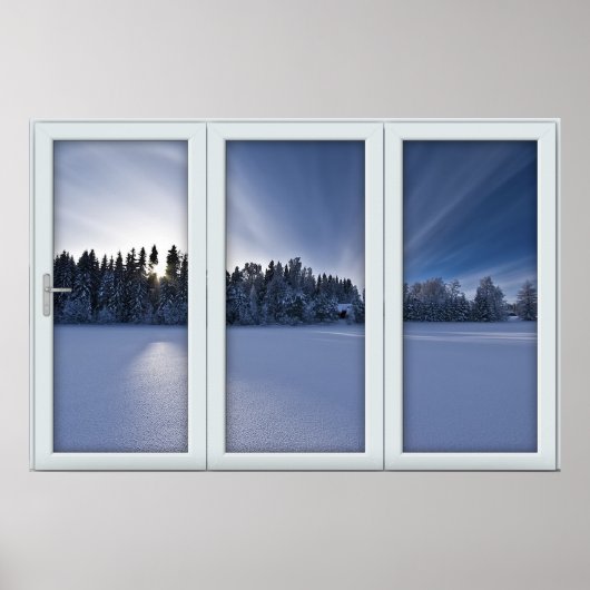 White 3 Pane Window Illusion Winter Scene Poster (Vorne)