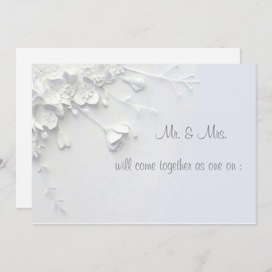 White 3D Blume Einladung (Vorne/Hinten)