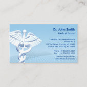 White 3D Caduceus Blue Design Medical  Terminkarte (Vorderseite)