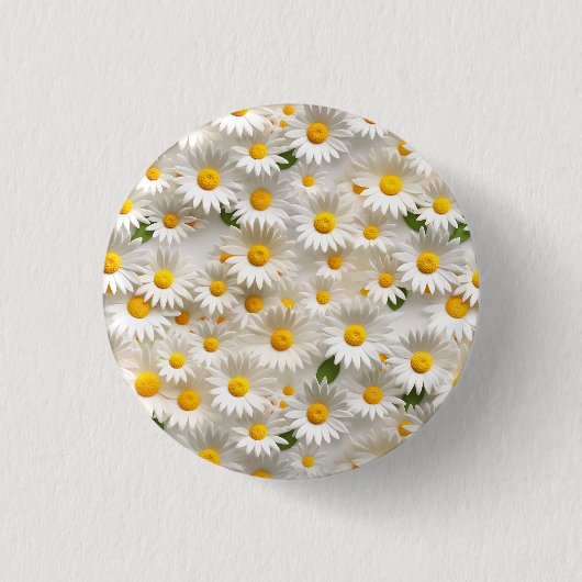 White 3D Daisy Seamless Muster Button (Vorderseite)