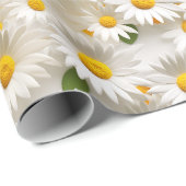 White 3D Daisy Seamless Muster Geschenkpapier (Rolleneckpunkt)