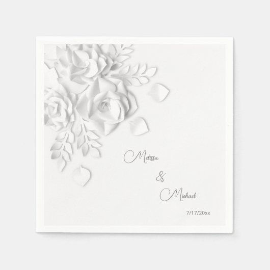 White 3D Einfache Blume Hochzeit Serviette (Vorderseite)
