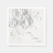 White 3D Einfache Blume Hochzeit Serviette (Vorderseite)